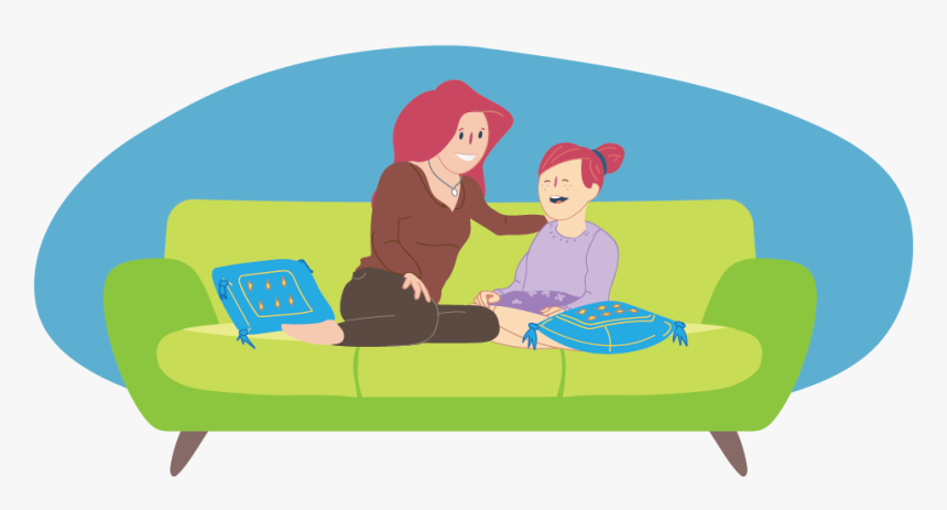 Girl And Parent Sitting Together On Couch And Talking - Talk With Your Parents Cartoon, HD Png Download