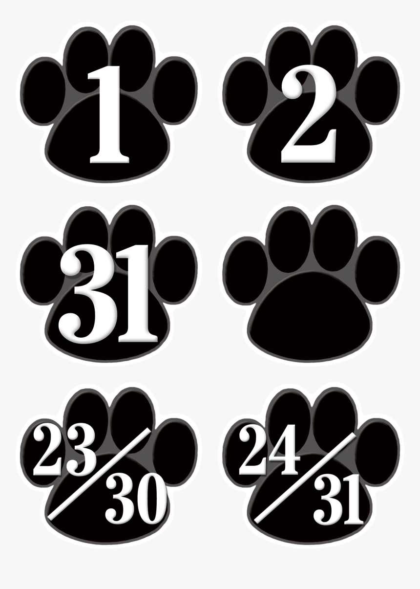 Paw Print Calendar Numbers, HD Png Download