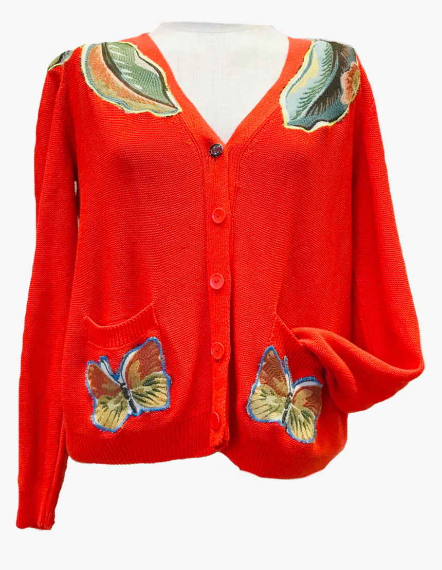 Bright Orange Butterfly / Size Large - Cardigan, HD Png Download