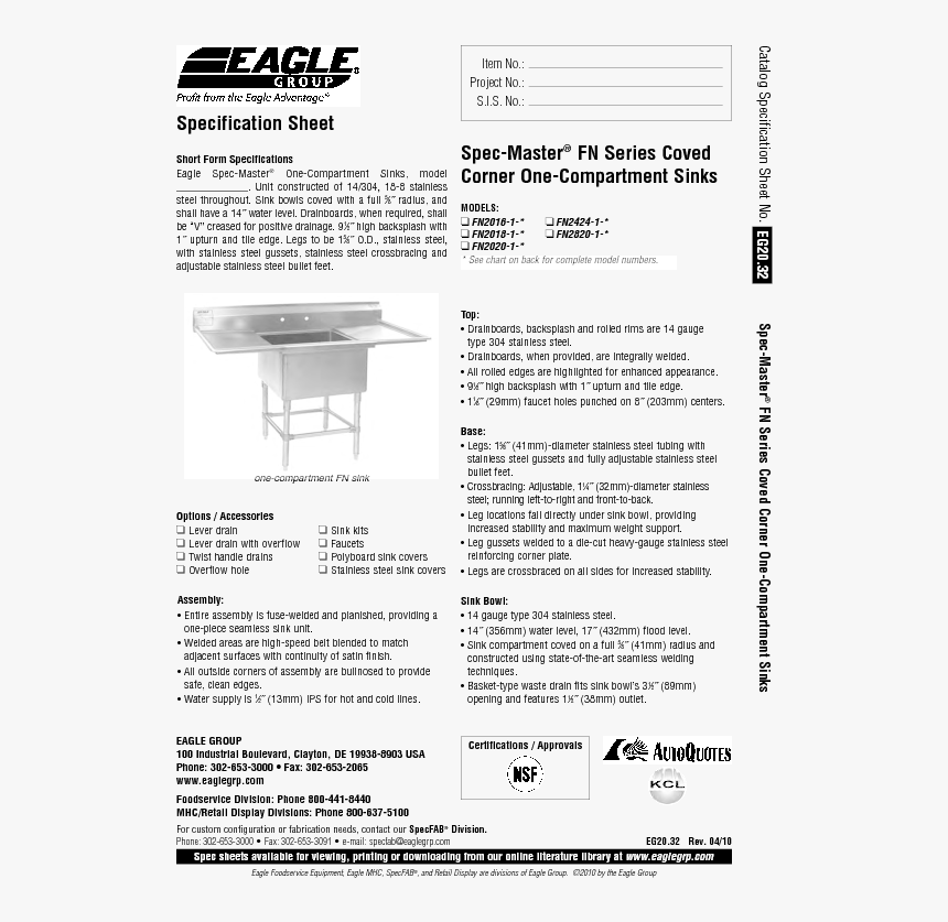 Specification Sheet For Sink, HD Png Download