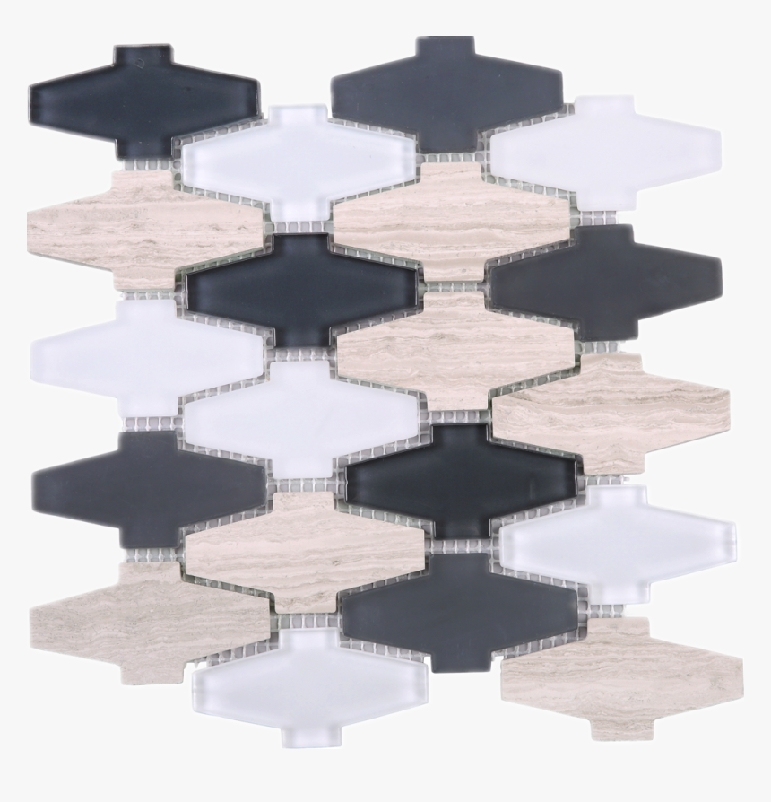 Black And White Glass And Beige Marble Crossroad Pattern - Floor, HD Png Download