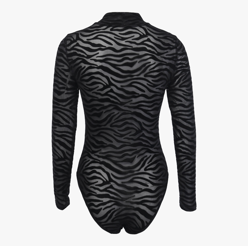 Zebra Print Mesh Bodysuit 
 Class - Zebra, HD Png Download