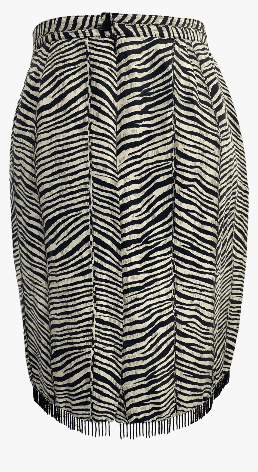 90 S Zebra Print Silk Beaded Fringe Hem Skirt - Pencil Skirt, HD Png Download