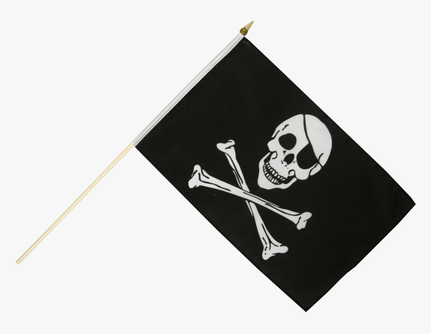 Pirate Skull And Bones Hand Waving Flag - Pirate Flag, HD Png Download