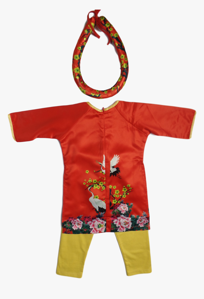 Red Ao Dai Apricot Blossom Baby Girl Viet Nam Traditional - Blouse, HD Png Download
