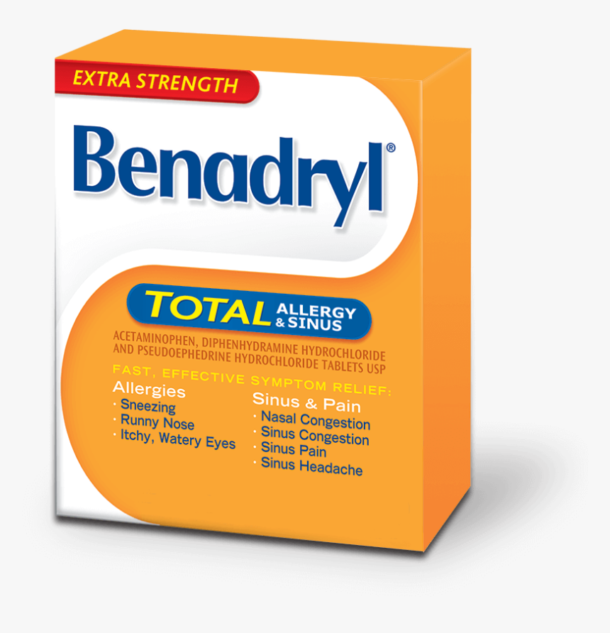 Extra Strength Benadryl Total® Allergy & Sinus - Allergy Benadryl Total Extra Strength, HD Png Download