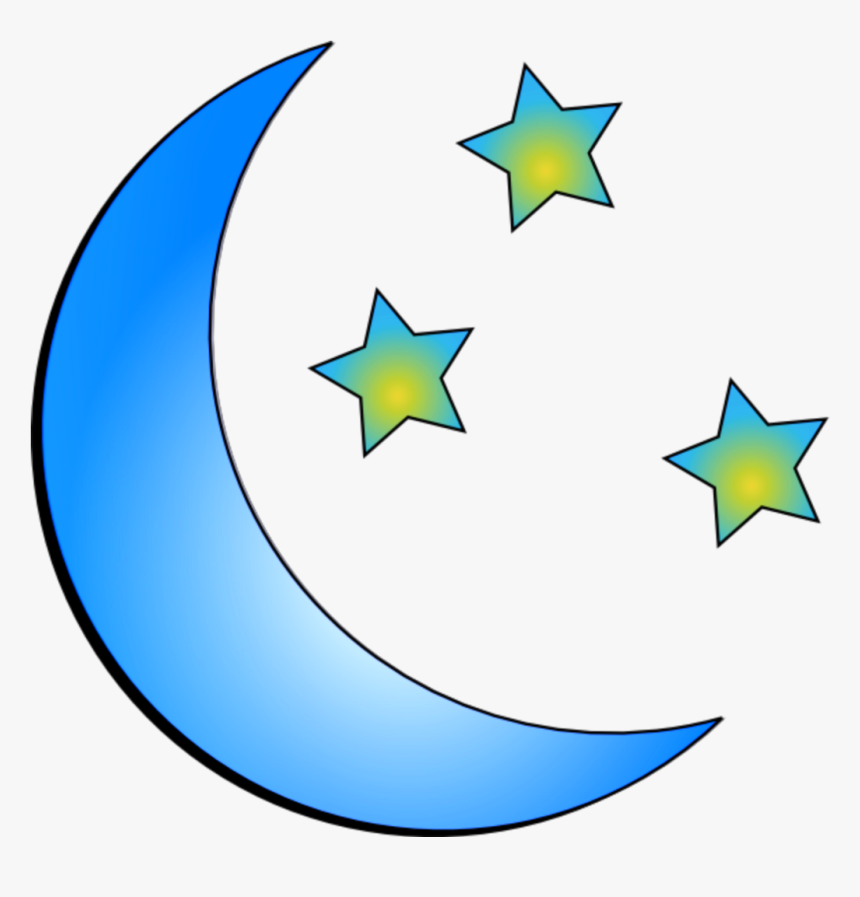 Ftestickers Stars Moon Crescent Blue - Blue Star Transparent Moon Star, HD Png Download