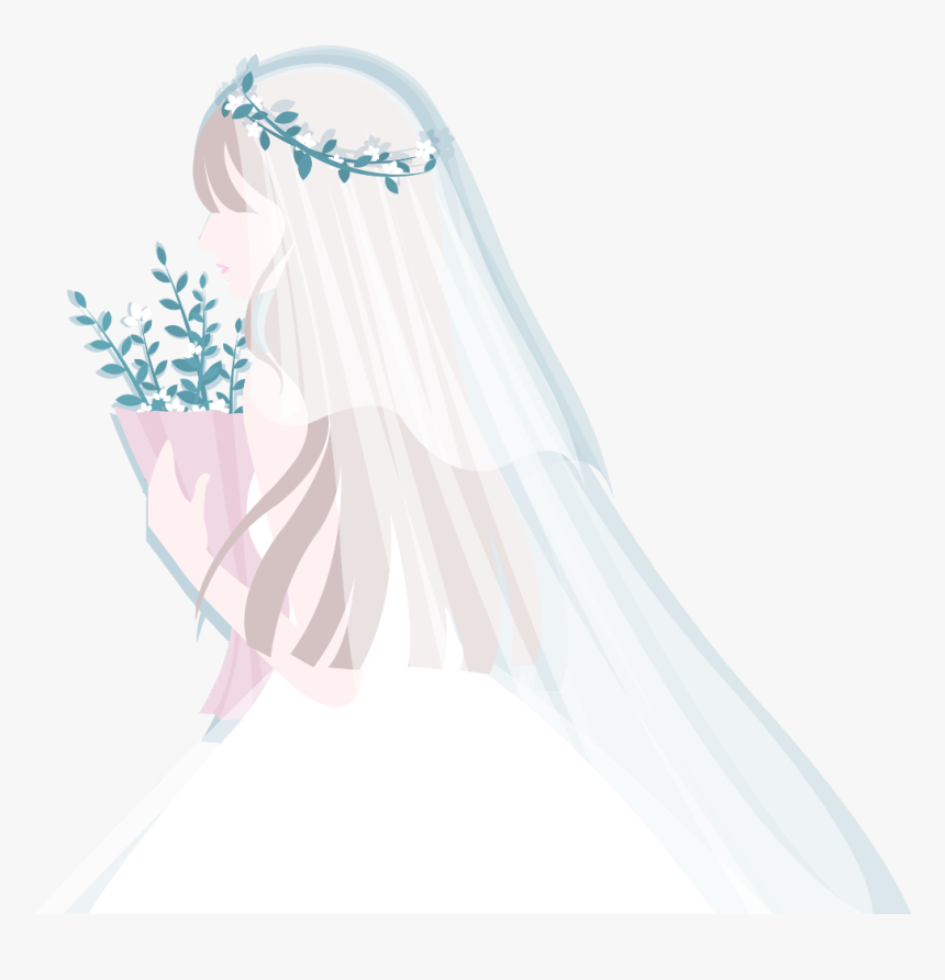 #ftestickers #clipart #bride #weddingdress #sideprofile - Wedding, HD Png Download
