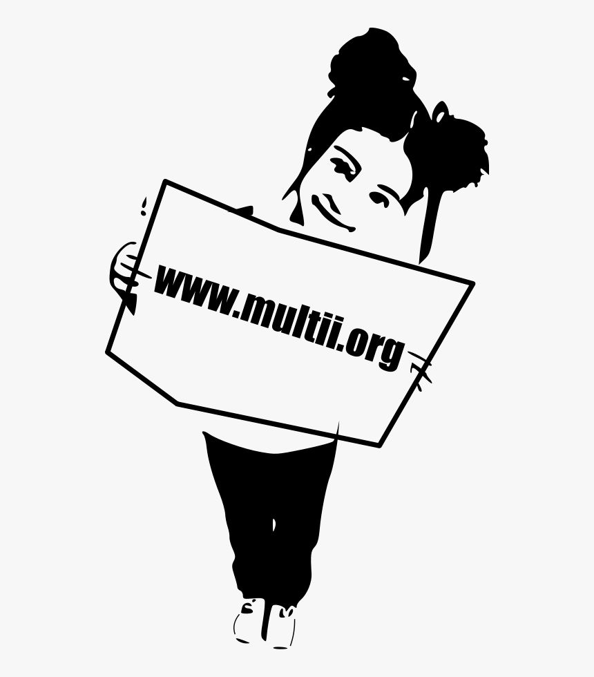 Free K - Girl Holding A Sign Drawing, HD Png Download