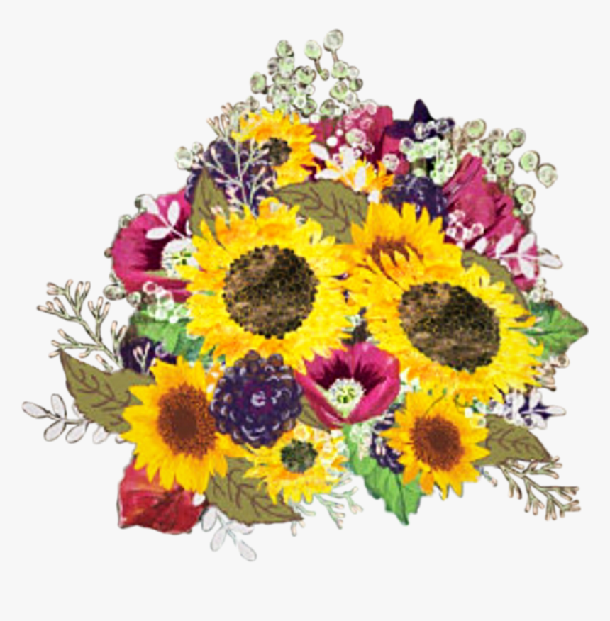 #watercolor #flowers #sunflowers #floral #bouquet #arrangement - Bouquet, HD Png Download