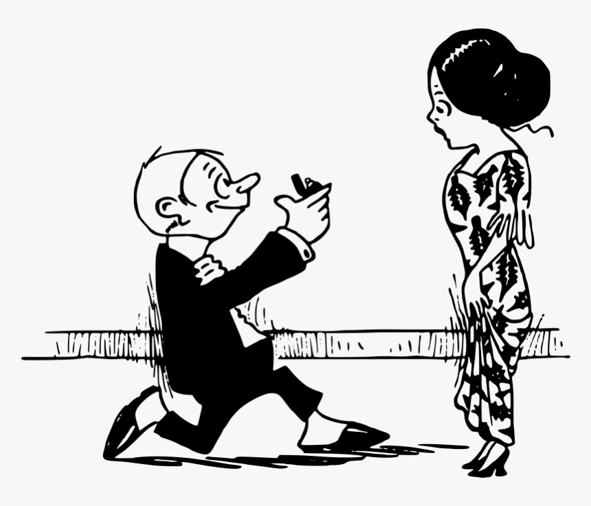Man Proposes - Man Proposing To Woman Cartoon, HD Png Download