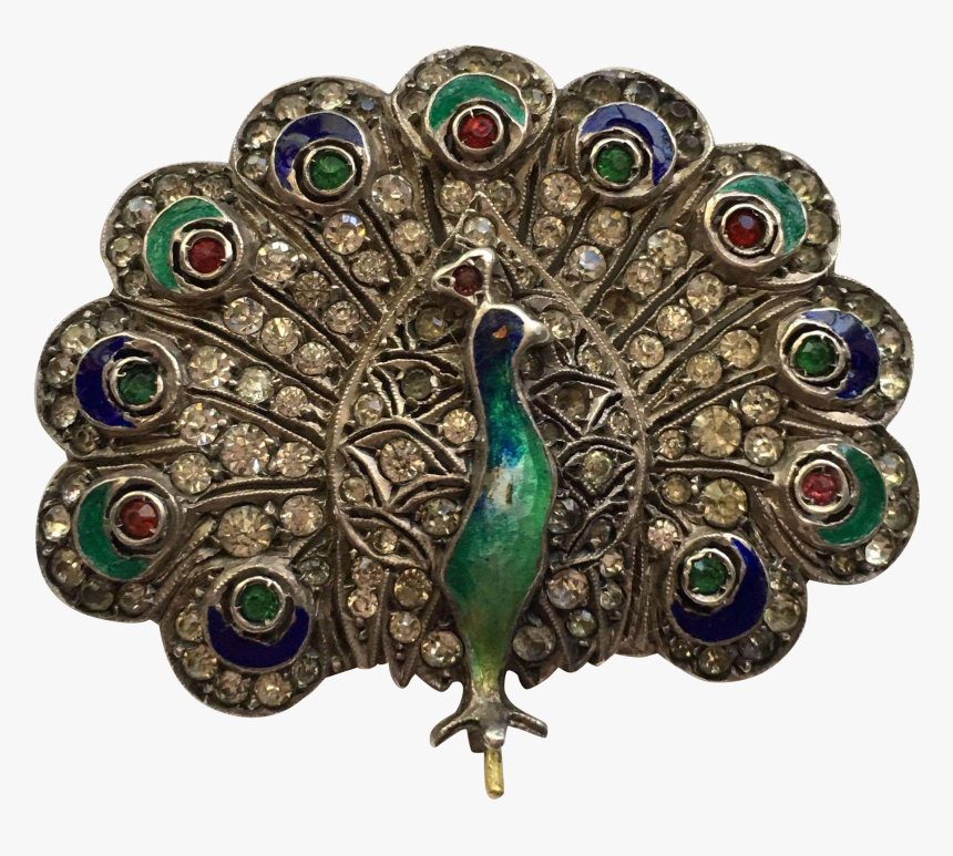 Art Deco Vintage Peacock Brooch, HD Png Download