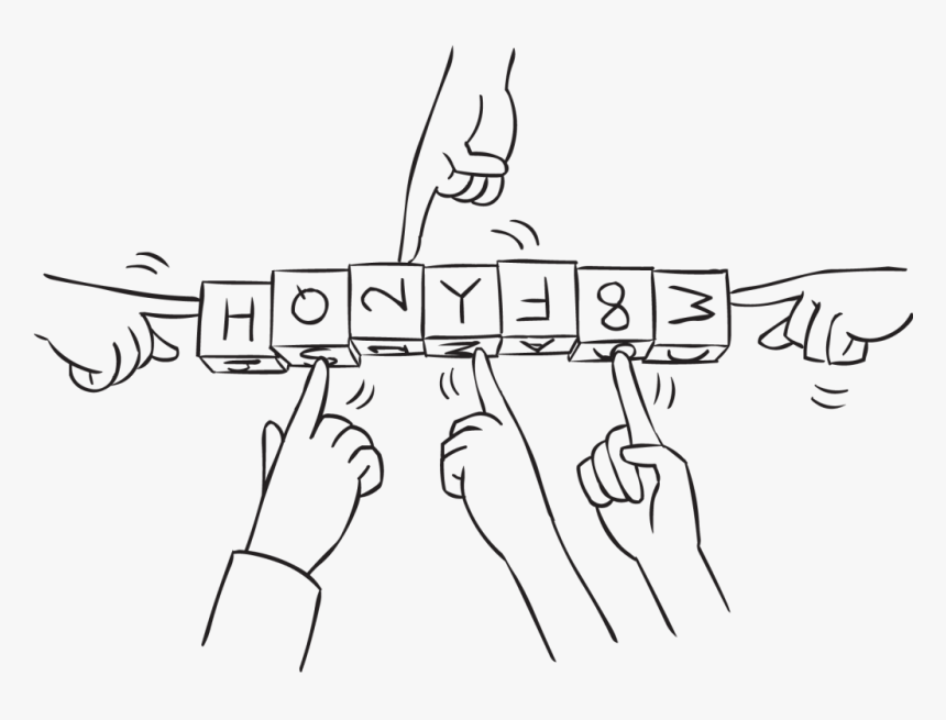 Set Of Wooden Blocks Lined Up And Held By A Series - Drawing, HD Png Download