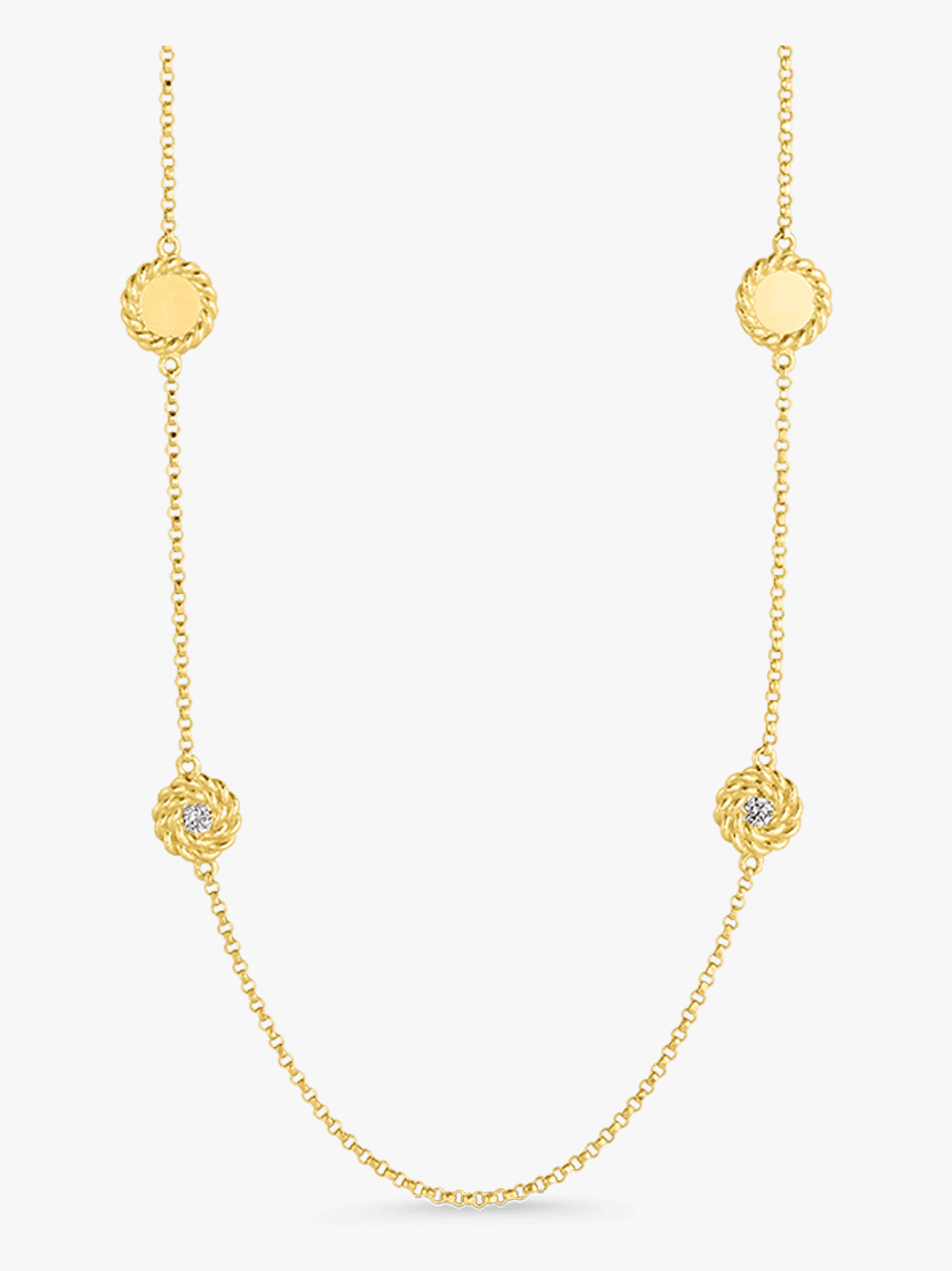 New Barocco 18k Yellow Gold Alternating Diamond Station - Necklace, HD Png Download