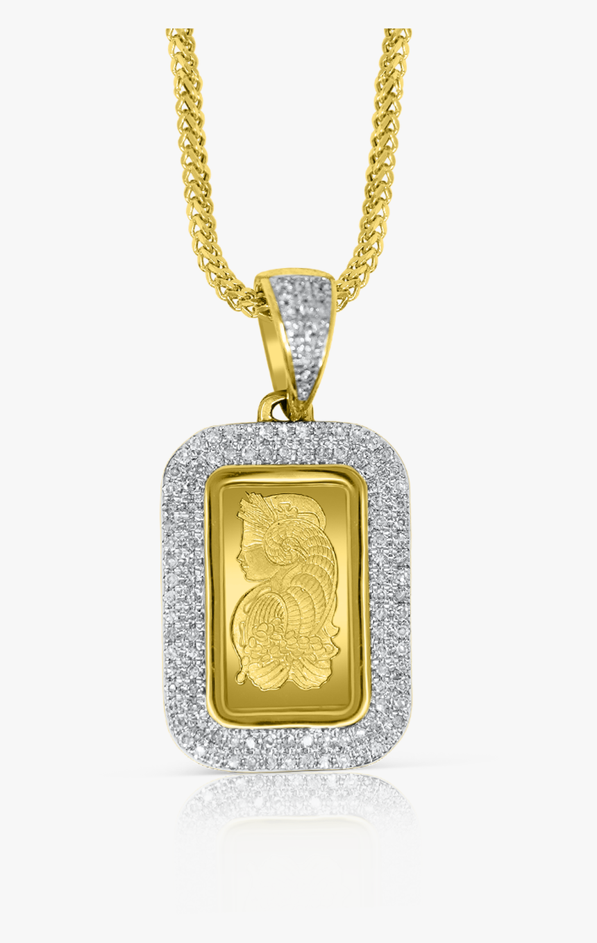 24k Gold Pamp Suisse Bar Pendant - Locket, HD Png Download