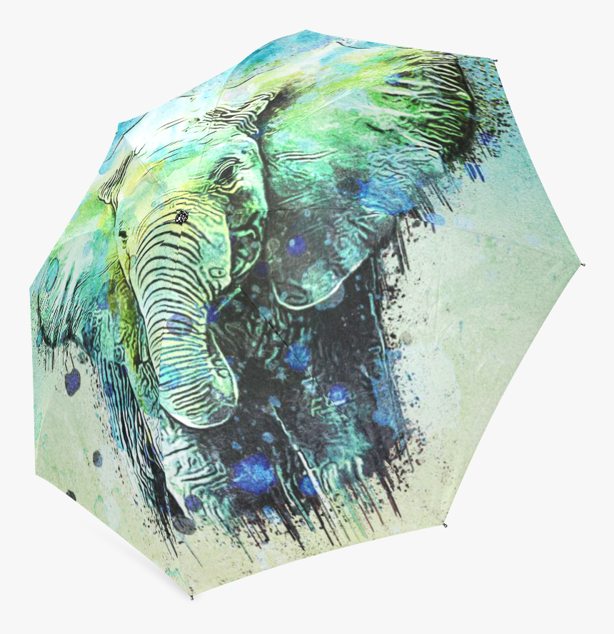 Watercolor Elephant Foldable Umbrella - Umbrella, HD Png Download