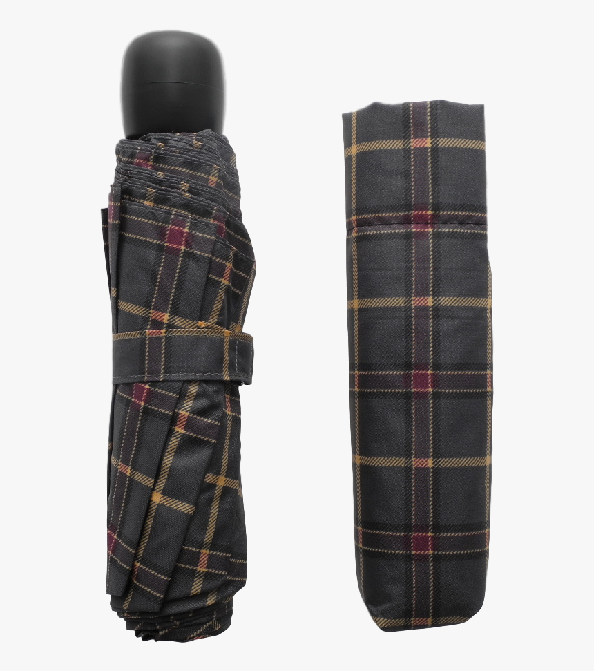 Scottish Grey Tartan-effect Folding Umbrella With Cover - Umbrella, HD Png Download