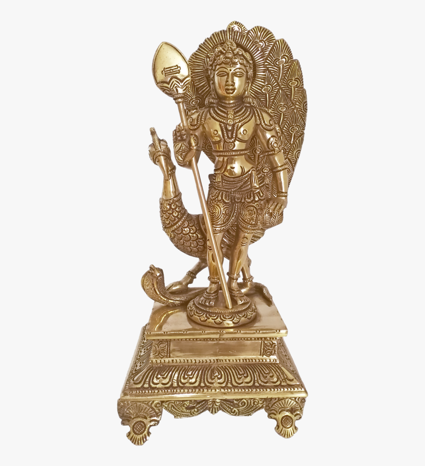 Antique Brass Lord Velmurugan With Beautifull Peacock - Statue, HD Png Download