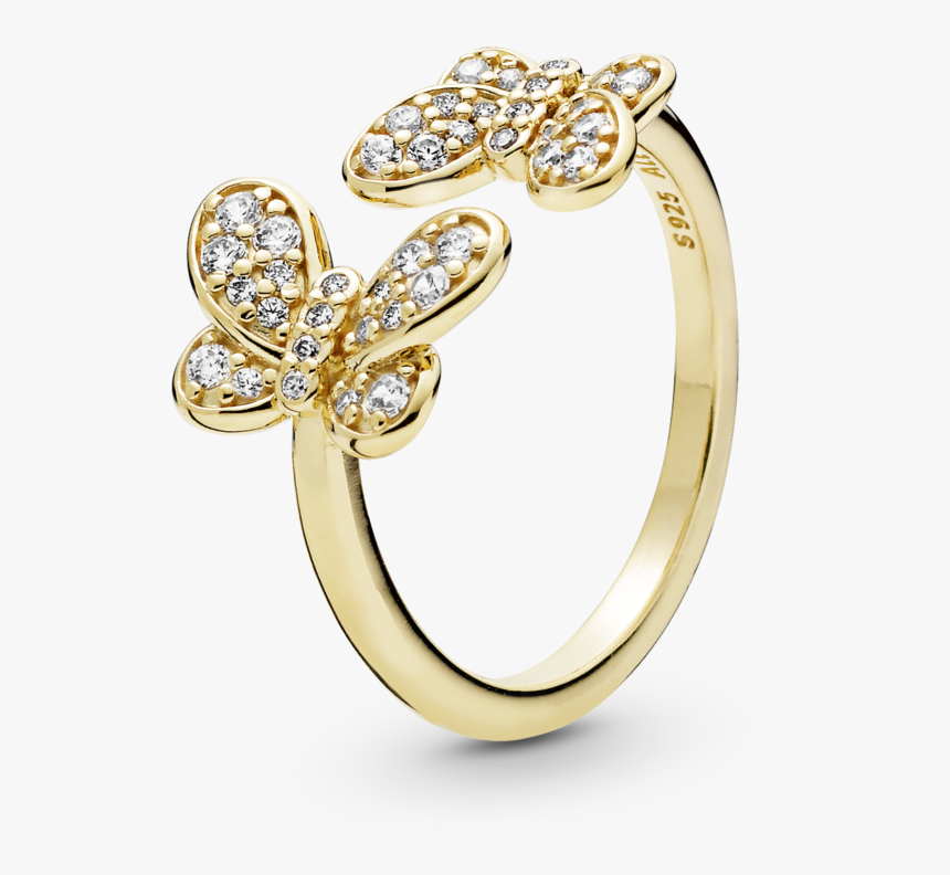 Dazzling Butterflies - Pandora Gold Butterfly Ring, HD Png Download