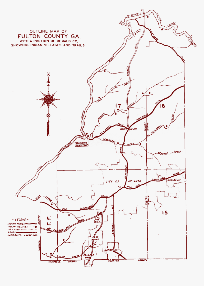 Old Map Of Roswell Ga, HD Png Download