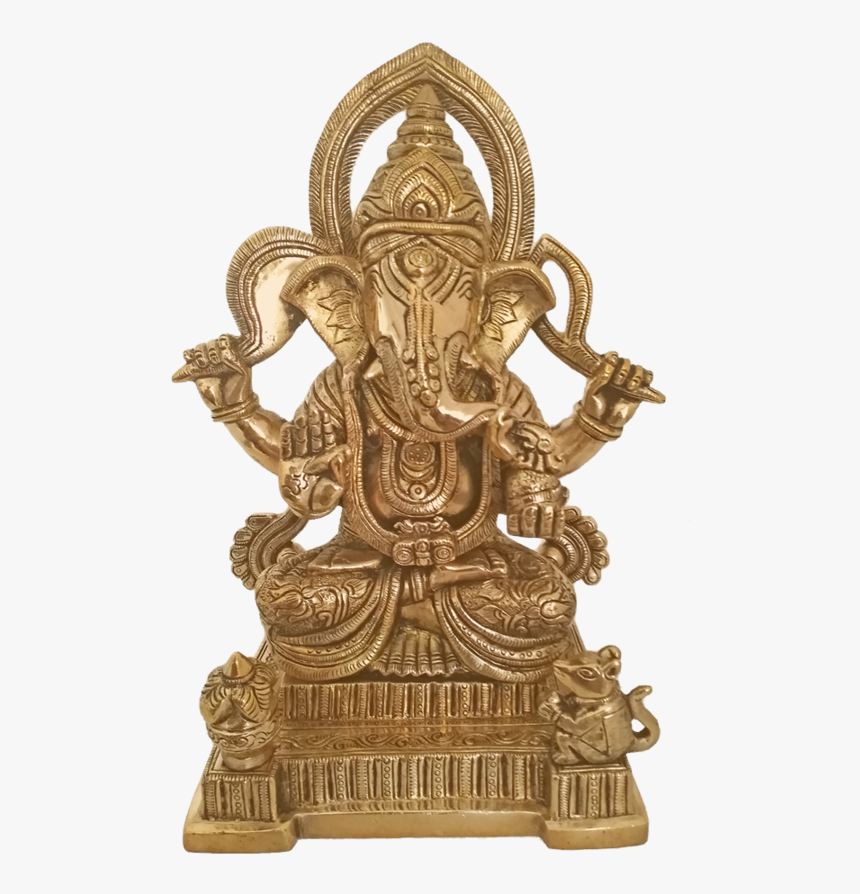 Holy God Shri Ganesha Sitting With Mouse And Kalasam - Statue, HD Png Download