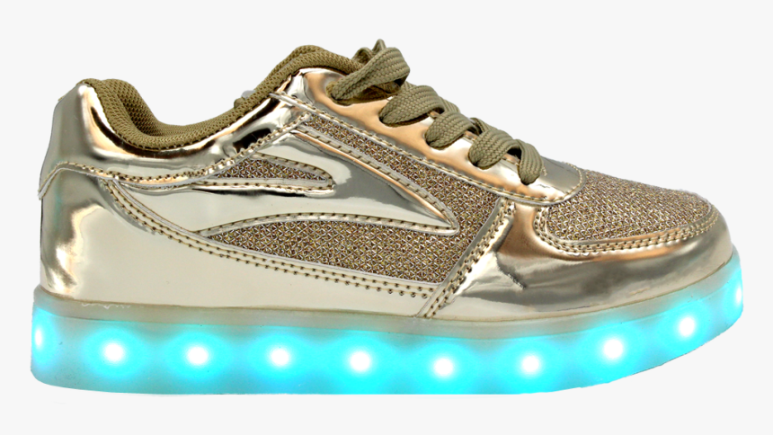 Kids Gold Ledshoes Lowtop - Gold Lighted Mens Shoes, HD Png Download