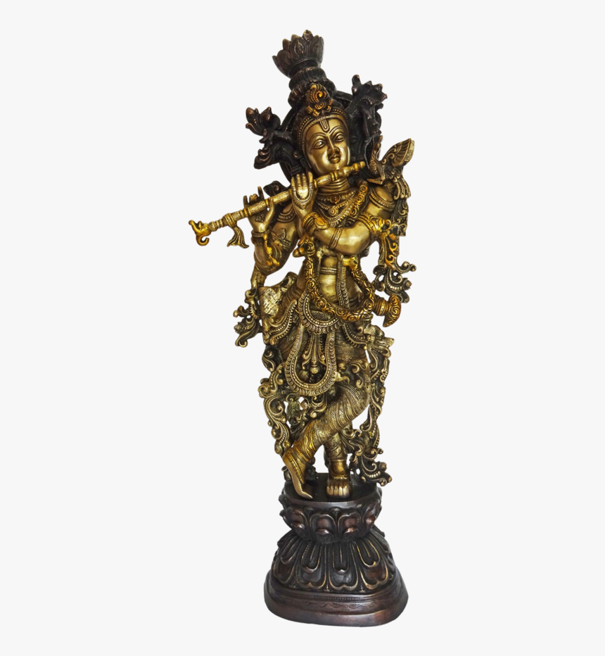 Antique Attractive Krishna With Flute Brass Statue - Krishna, HD Png Download