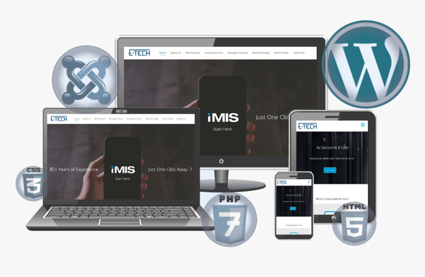Website Design Services By E-tech, Displaying On Desktop, - Wordpress, HD Png Download