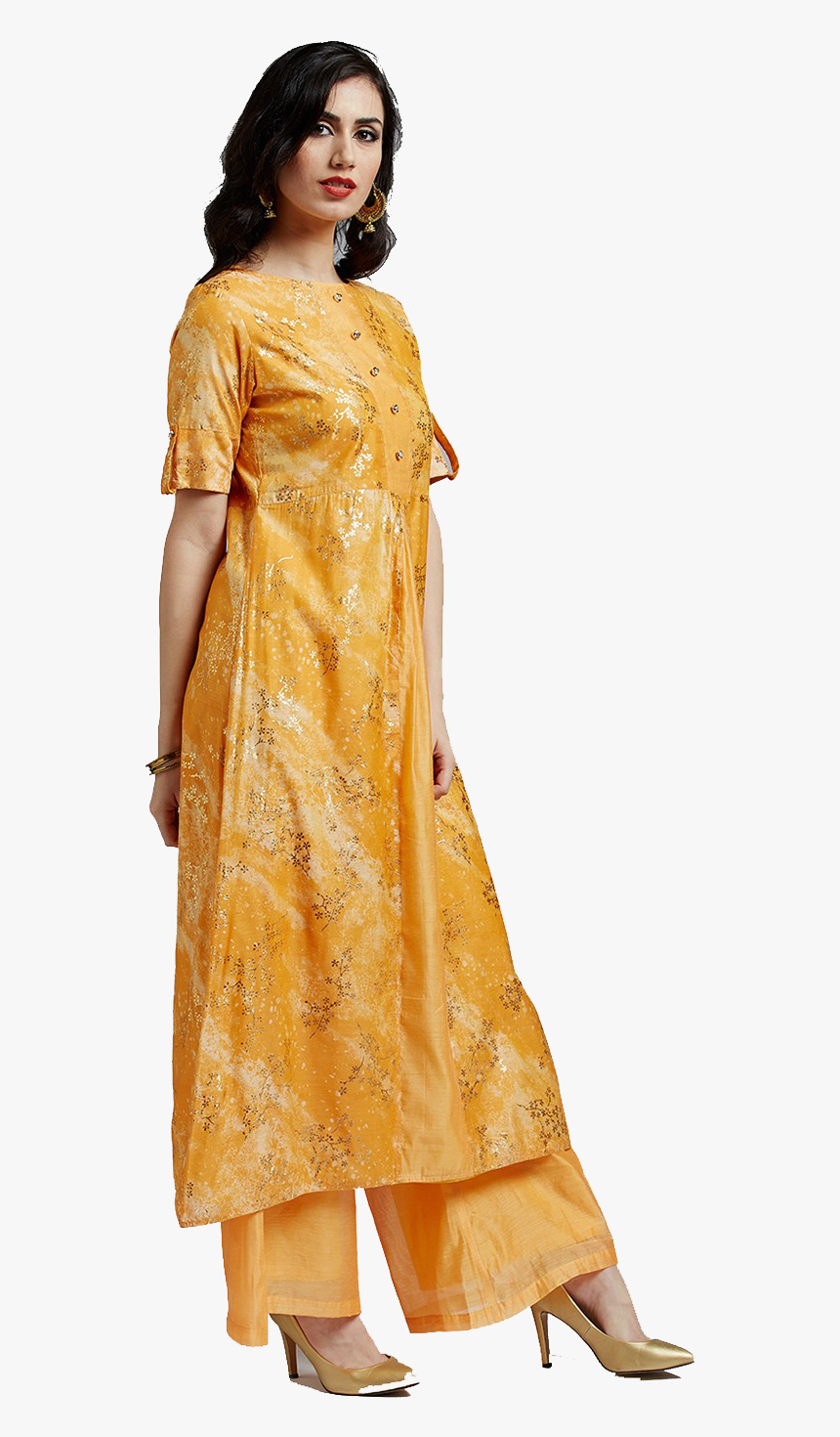 Chanderi Kurti Transparent Background - Ladies Model Top Png, Png Download