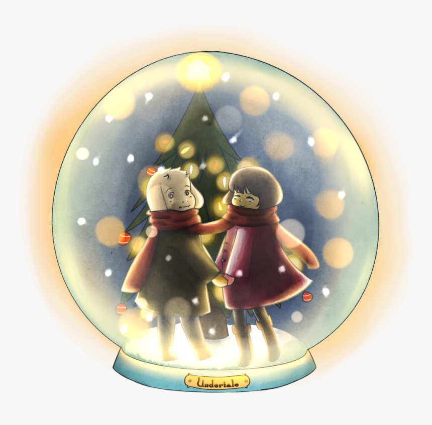 Snowglobe Drawing Themed - Frisk X Asriel Christmas, HD Png Download