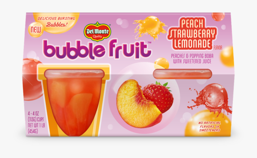 Del Monte Peach Strawberry Lemonade Bubble Fruit, 4 - Del Monte Bubble Fruit, HD Png Download
