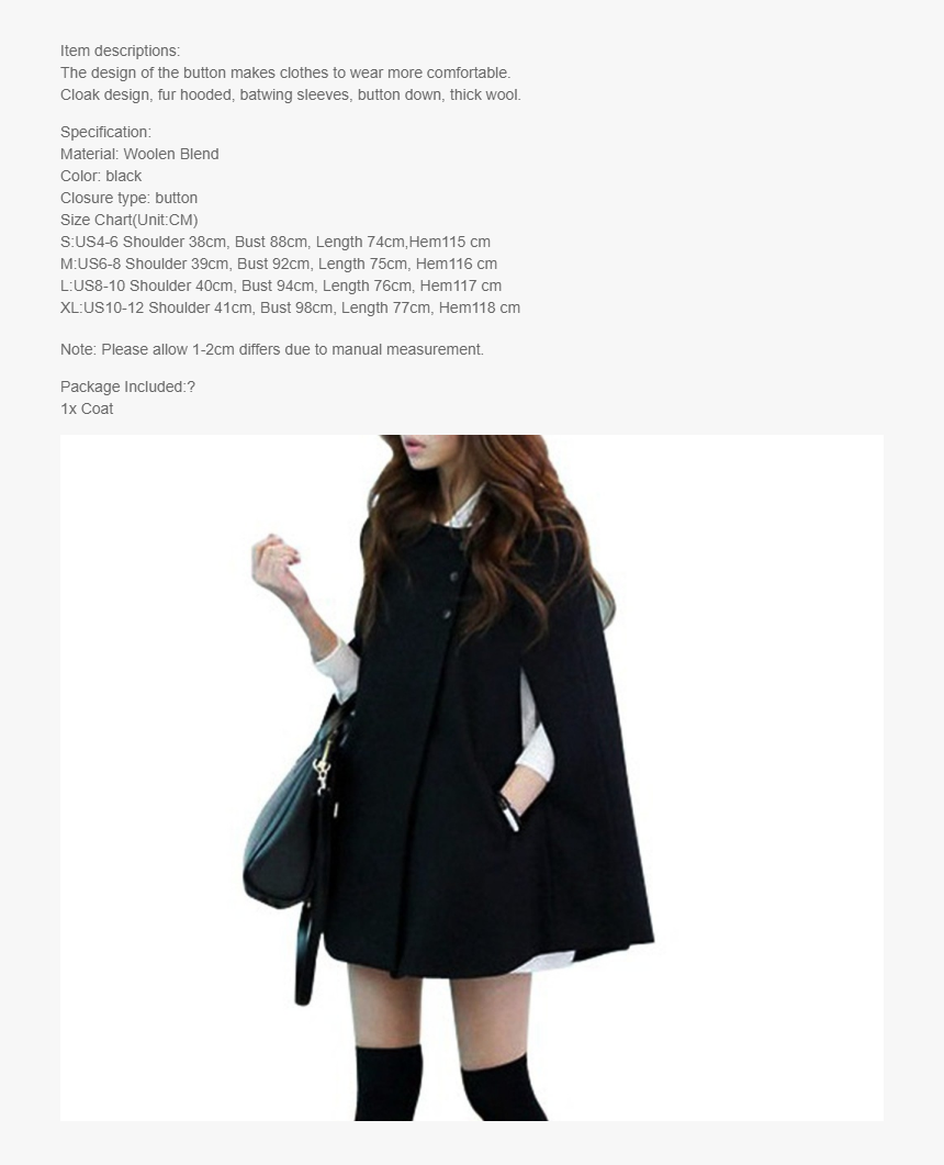 Product Details Of Women S Cape Batwing Wool Poncho - Cape Coat Veronica Lodge, HD Png Download