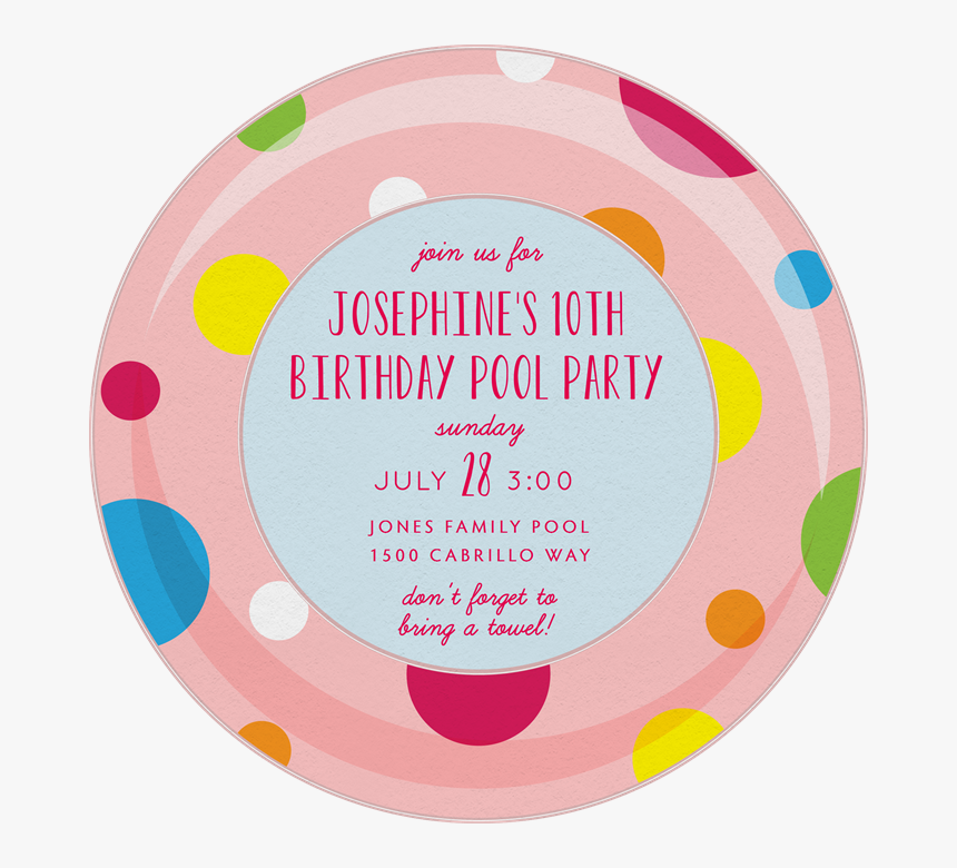 Polka Dot Inner Tube Invitation - Circle, HD Png Download