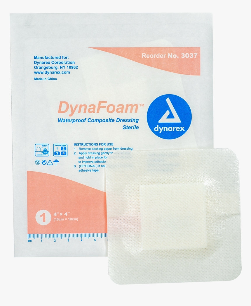 Dynafoam Waterproof Bordered Foam Dressing - Dynarex 3039, HD Png Download