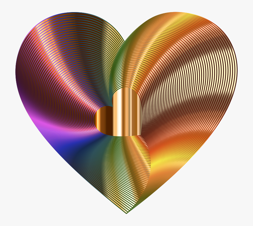Golden Heart Of The Rainbow - Gold Heart 3d Png, Transparent Png