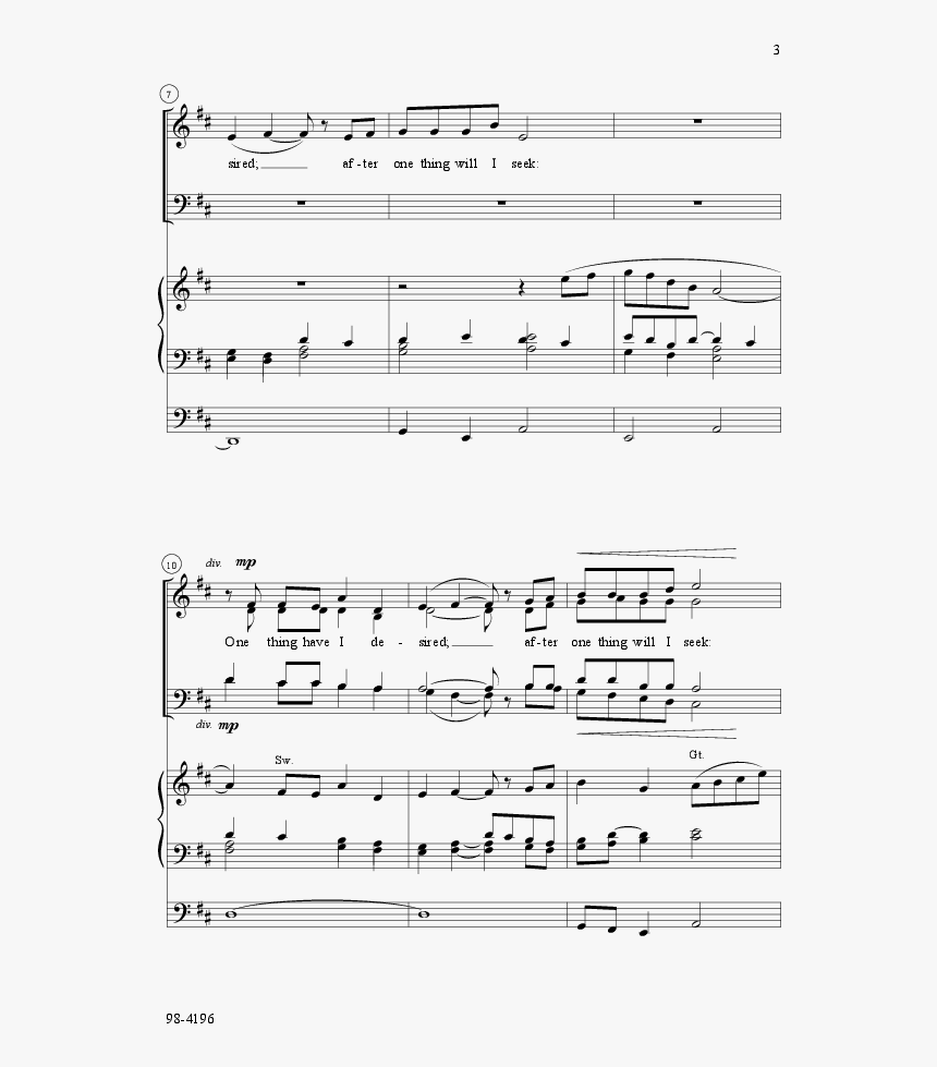 One Thing Have I Desired Thumbnail - Sheet Music, HD Png Download
