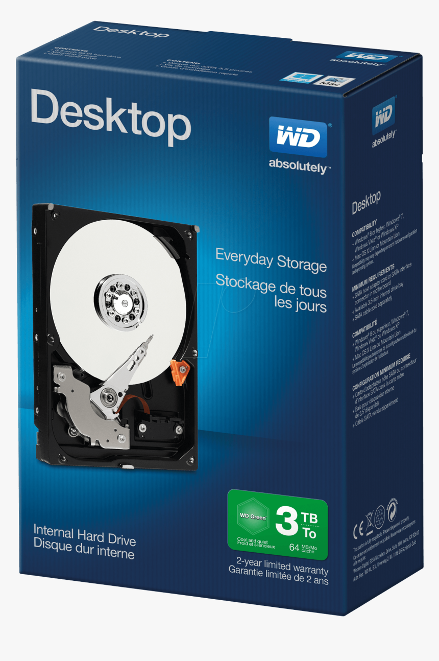 Desktop Hard Drive 3 Tb, Wd Desktop Retail Western, HD Png Download