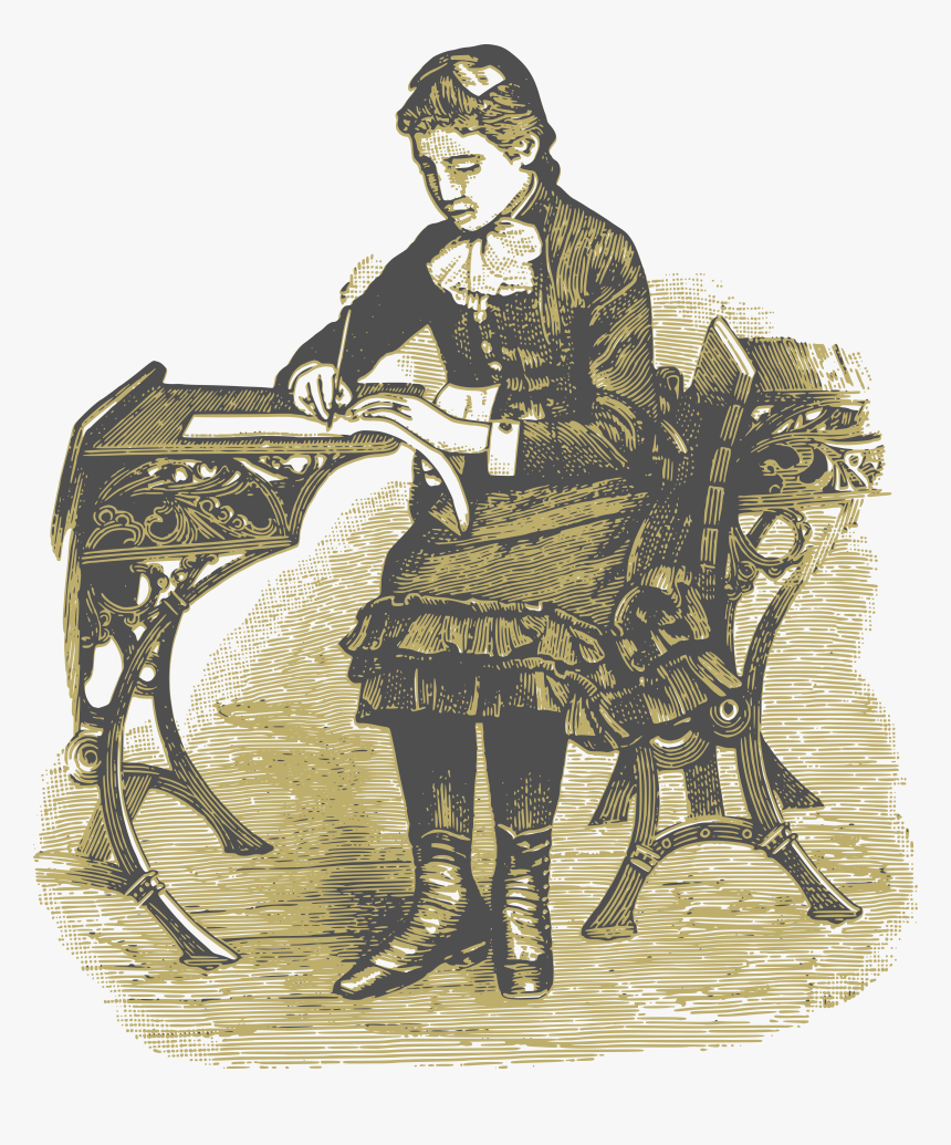 Free Clipart Of A School Girl Writing At A Desk - Victorian School Clipart, HD Png Download