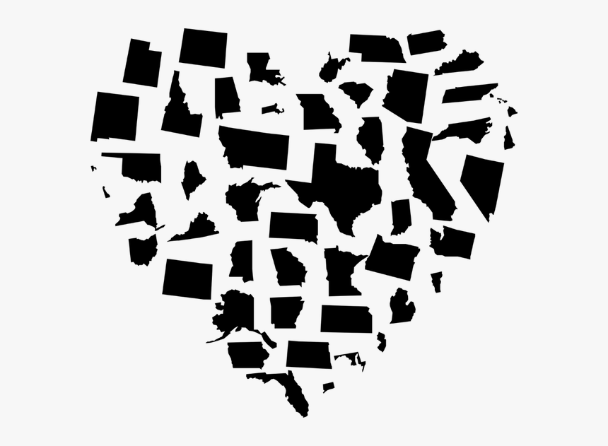 Heart With All Us States - 50 States In A Heart, HD Png Download