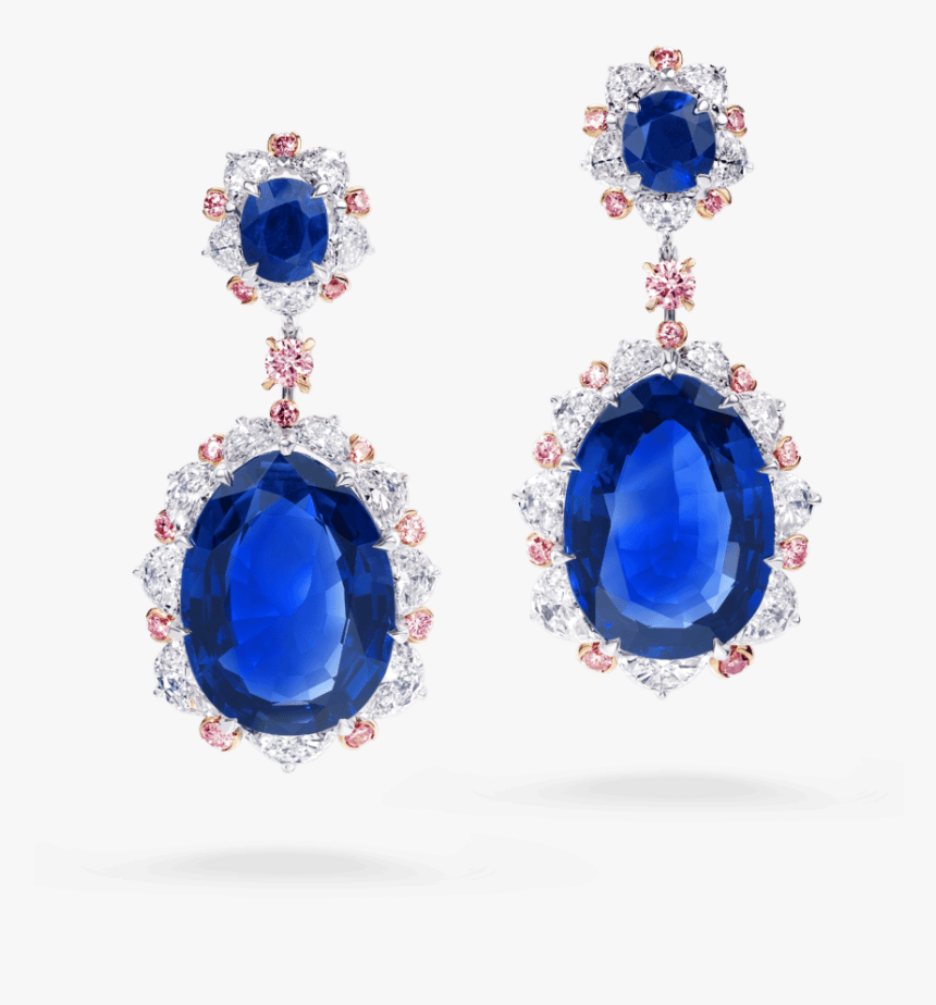 09 04 1054r Burma Sapph Diam Earrings - Earrings, HD Png Download