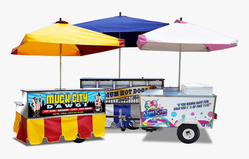 Hot Dog Carts For Sale - Food Cart With Umbrella Design, HD Png