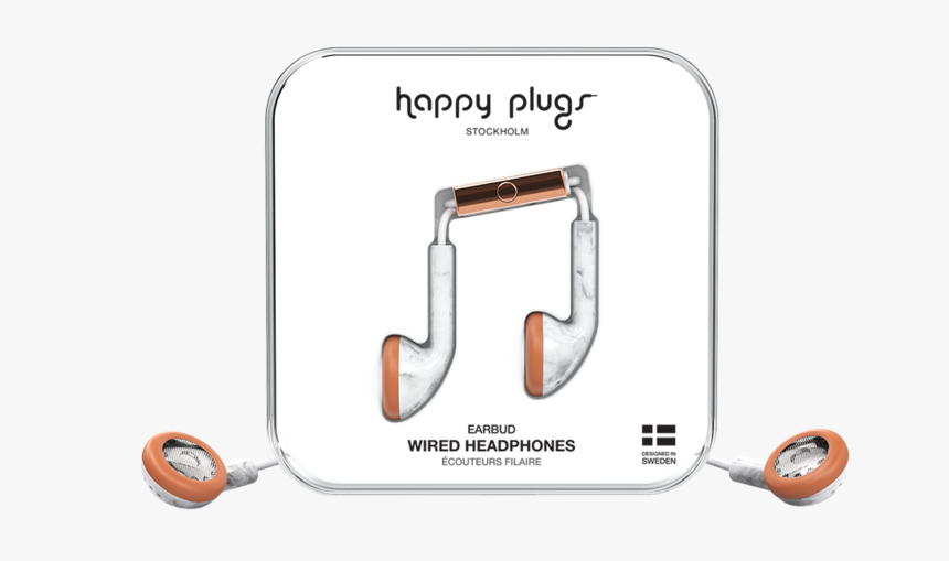 Earbud White Marble - Happy Plugs, HD Png Download