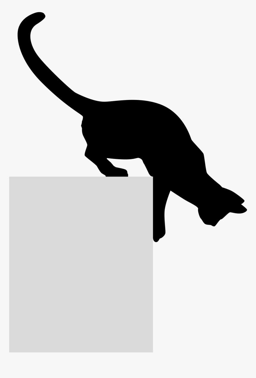 Black Cat Kitten Silhouette Felidae - Cat Silhouette Looking Down, HD Png Download