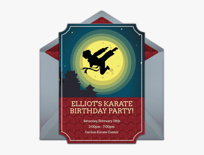 Karate Birthday Party Evite, HD Png Download
