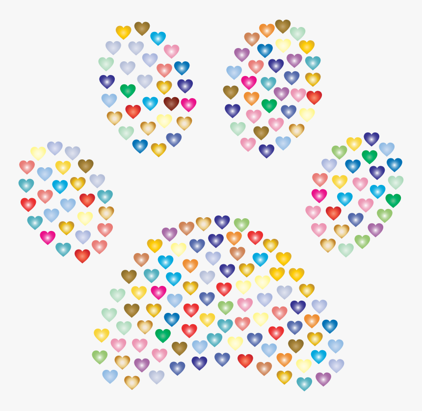 Paw Print Hearts Prismatic - Circle, HD Png Download