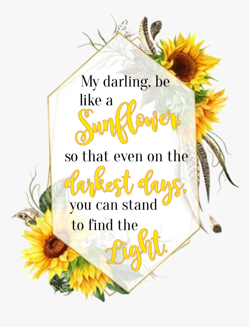 #watercolor #sunflowers #floral #frame #geometric #quote - Sunflower, HD Png Download