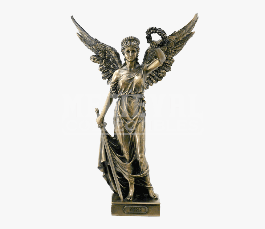 Bronze Nike With Sword And Wreath In Hands - Nike Greek God Statue, HD Png Download