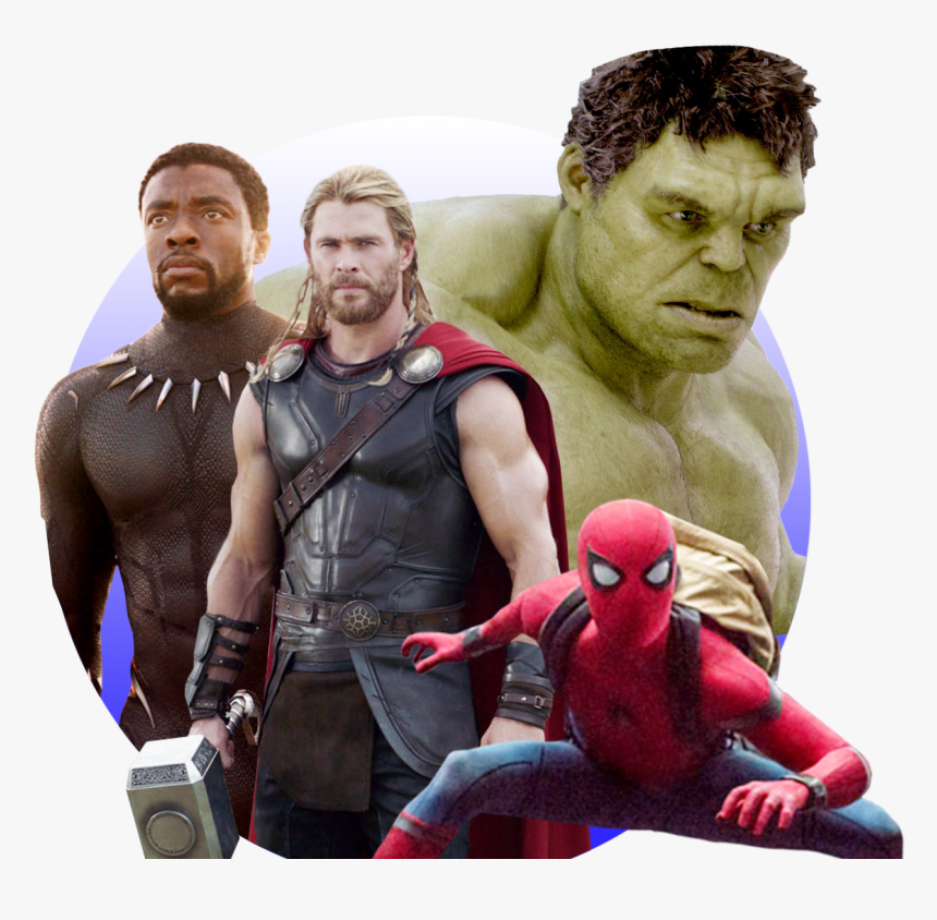 Photo Illustration Of Black Panther Thor The Hulk And - 3 Characters That Stan Lee Made, HD Png Download