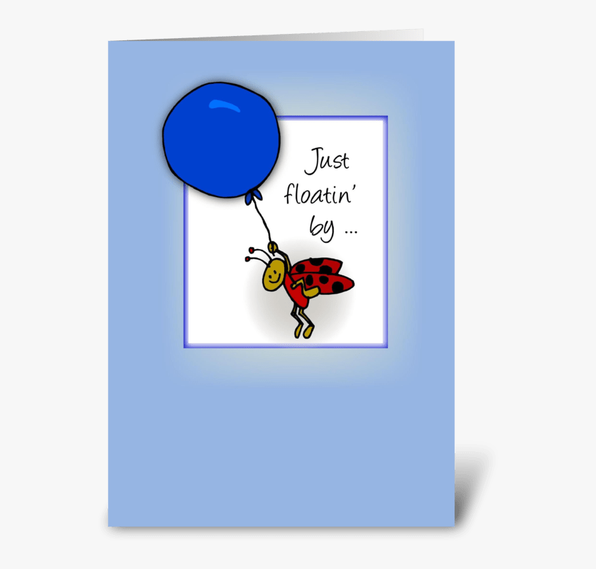 Ladybug With Balloon, Hello Greeting Card - Balloon Clip Art, HD Png Download