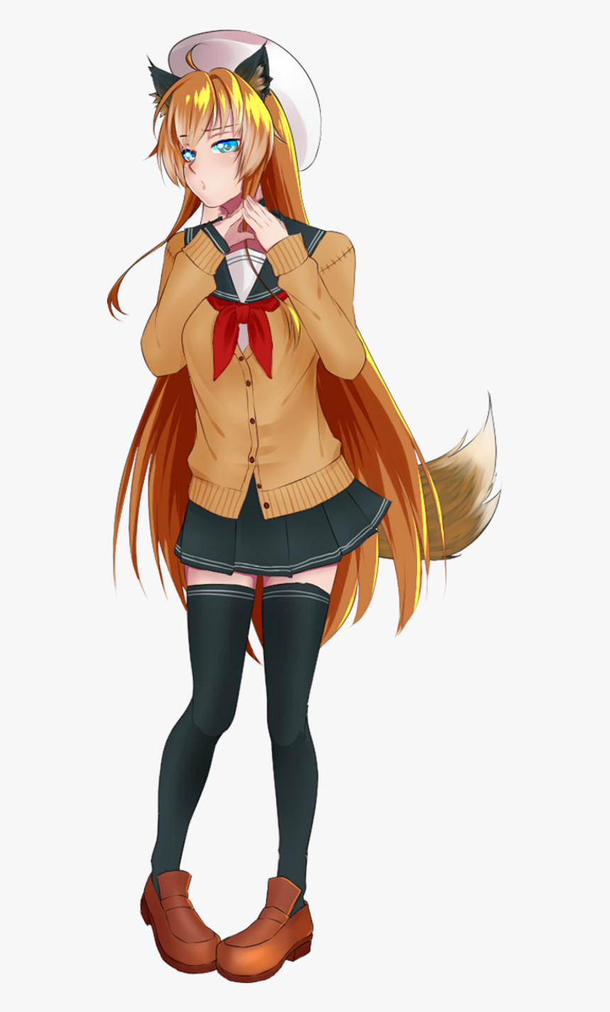 Anime Girl/ Anime Fox/ School Girl - School Girl Cartoon Png Anime, Transparent Png